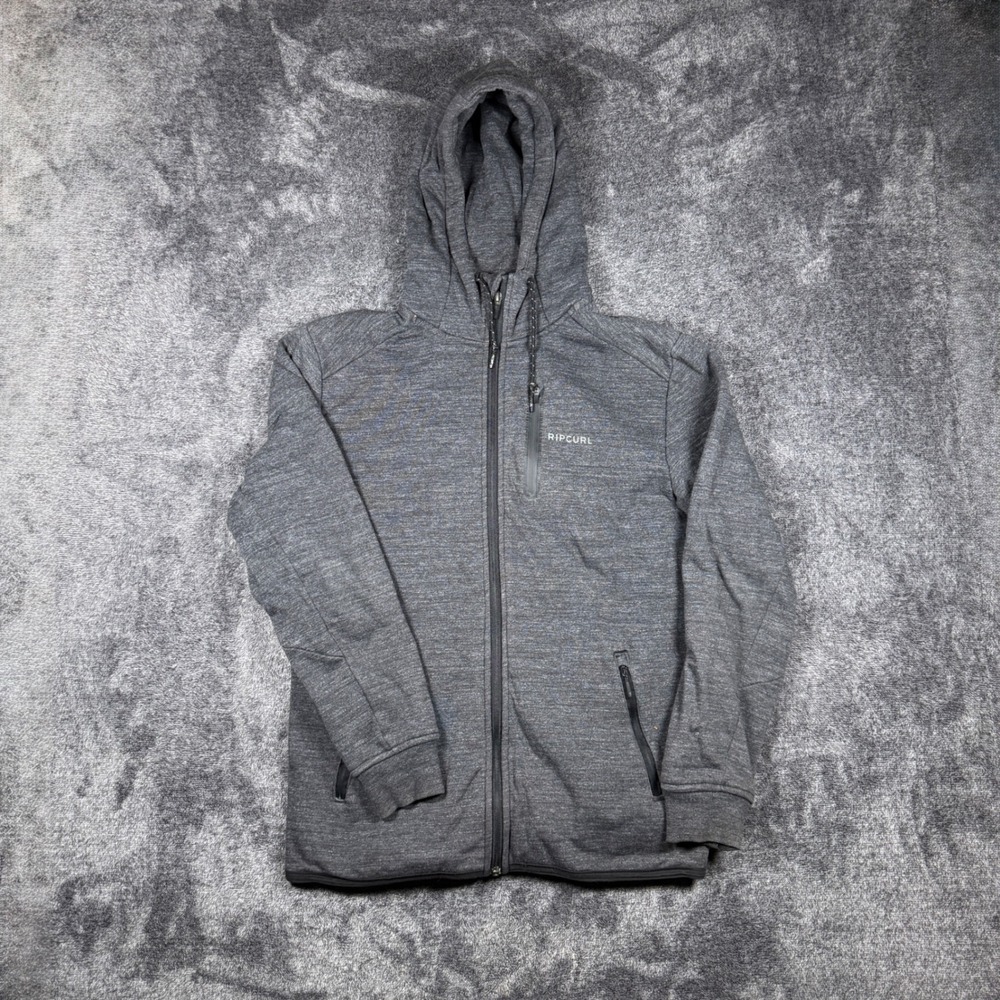 Rip Curl Anti Series Mens Medium Grey Full Zip Fleece Lined Hooded Jacket CFEAL7